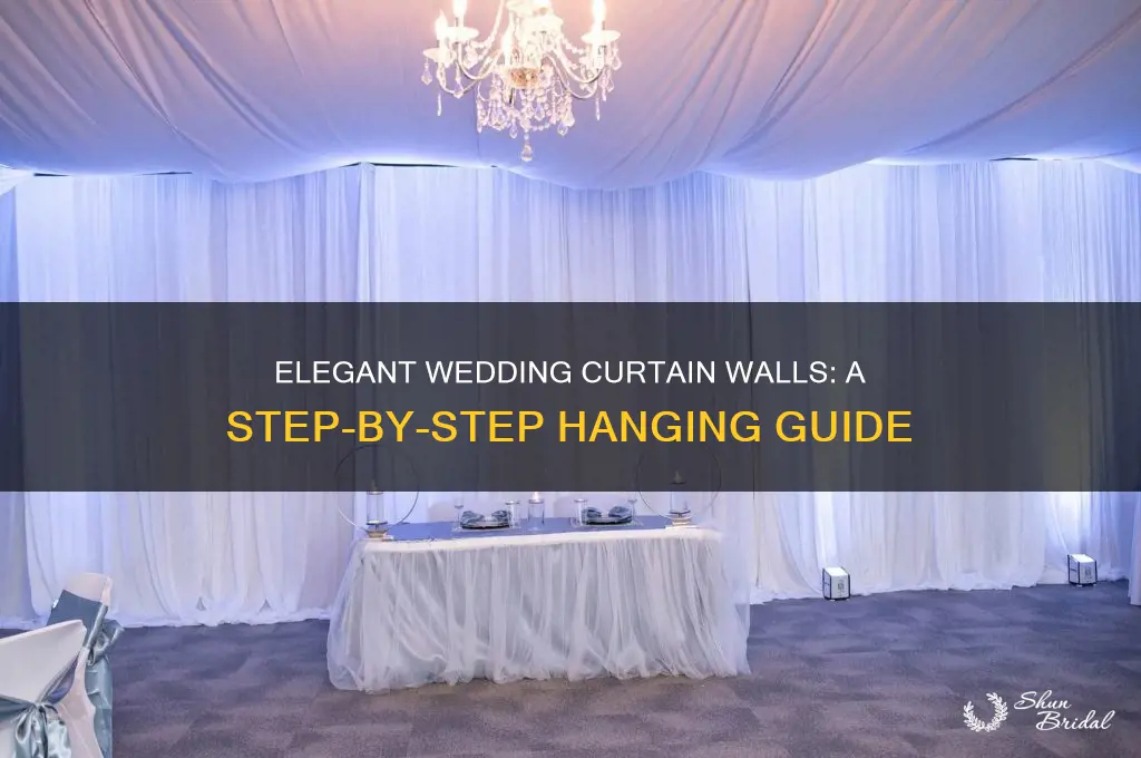 how to hang a wall of curtains for wedding