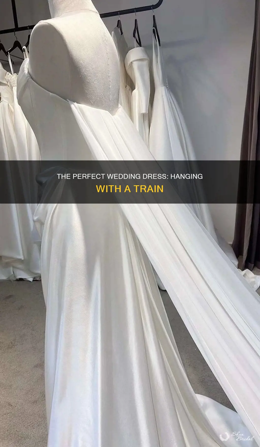 how to hang a wedding dress with a train