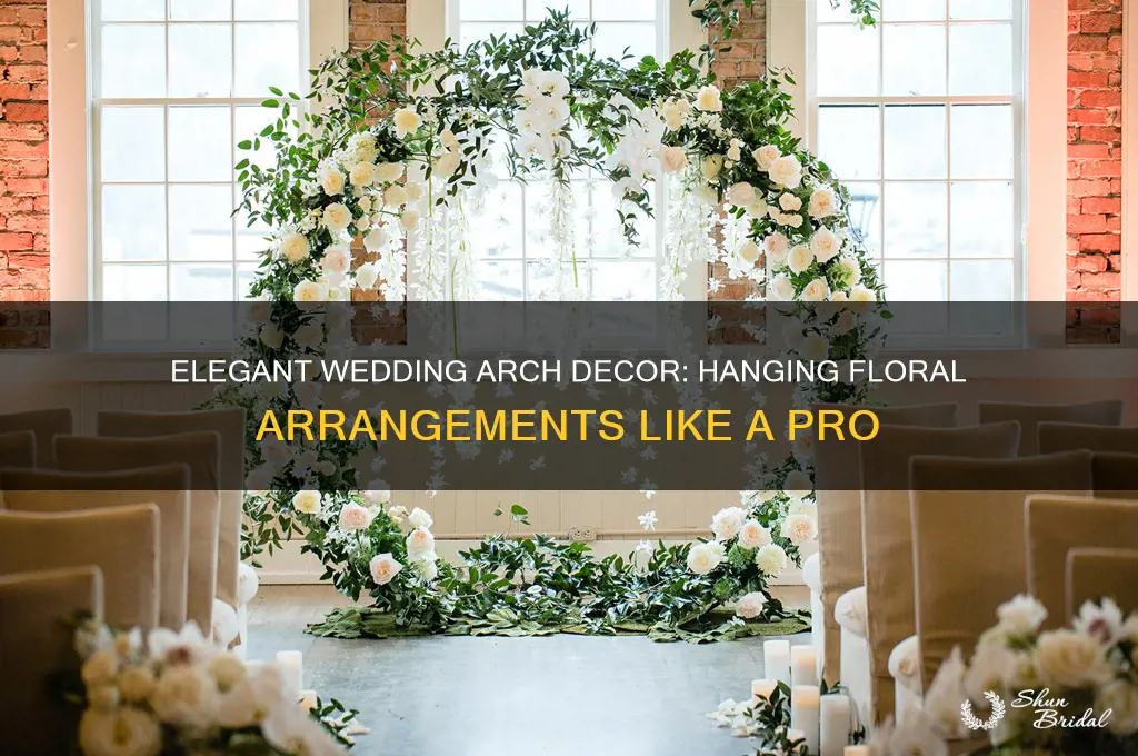 how to hang arrangements on wedding archway