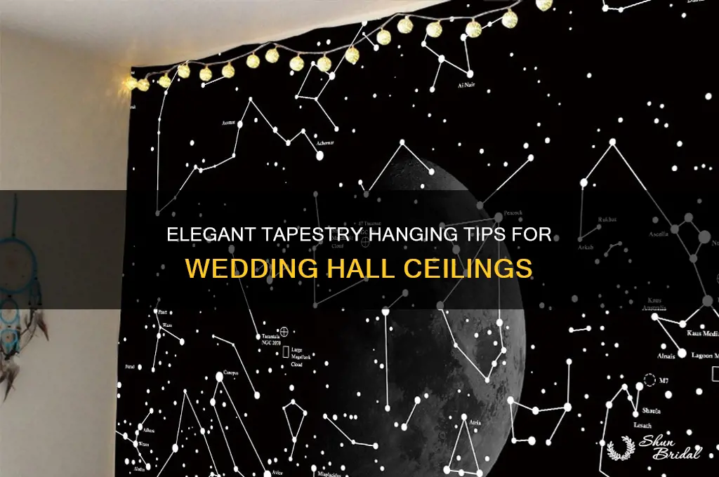 how to hang tapestry wedding hall ceiling