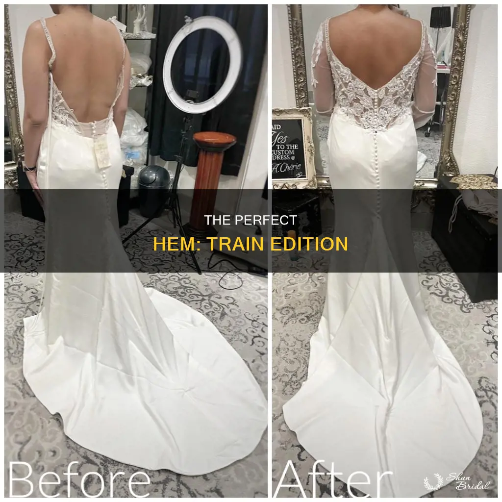 how to hem a wedding dress with a train