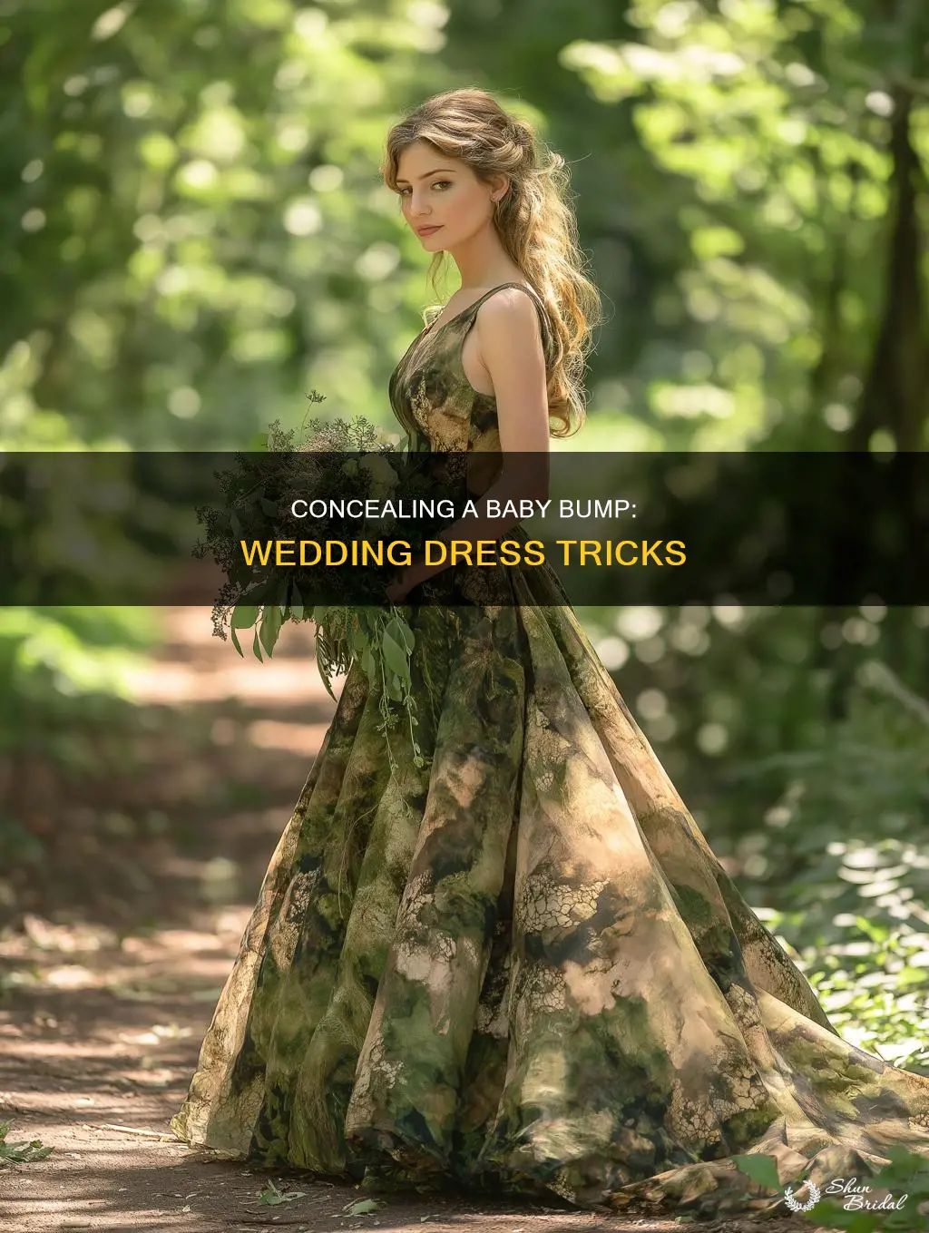 how to hide a baby bump in a wedding dress