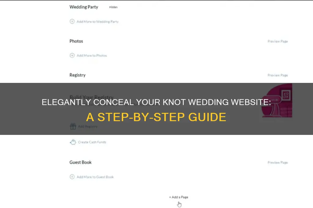 how to hide the knot wedding website
