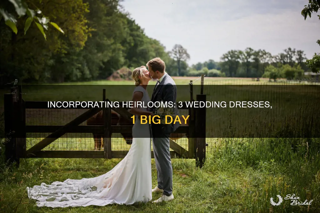 how to incorporate 3 family wedding dresses