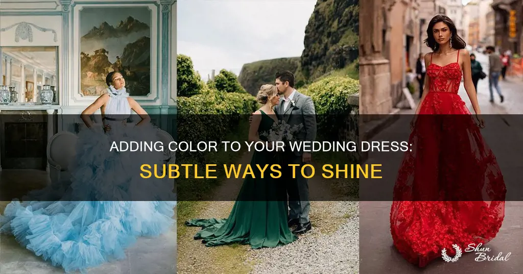 how to incorporate color to wedding dress subtle