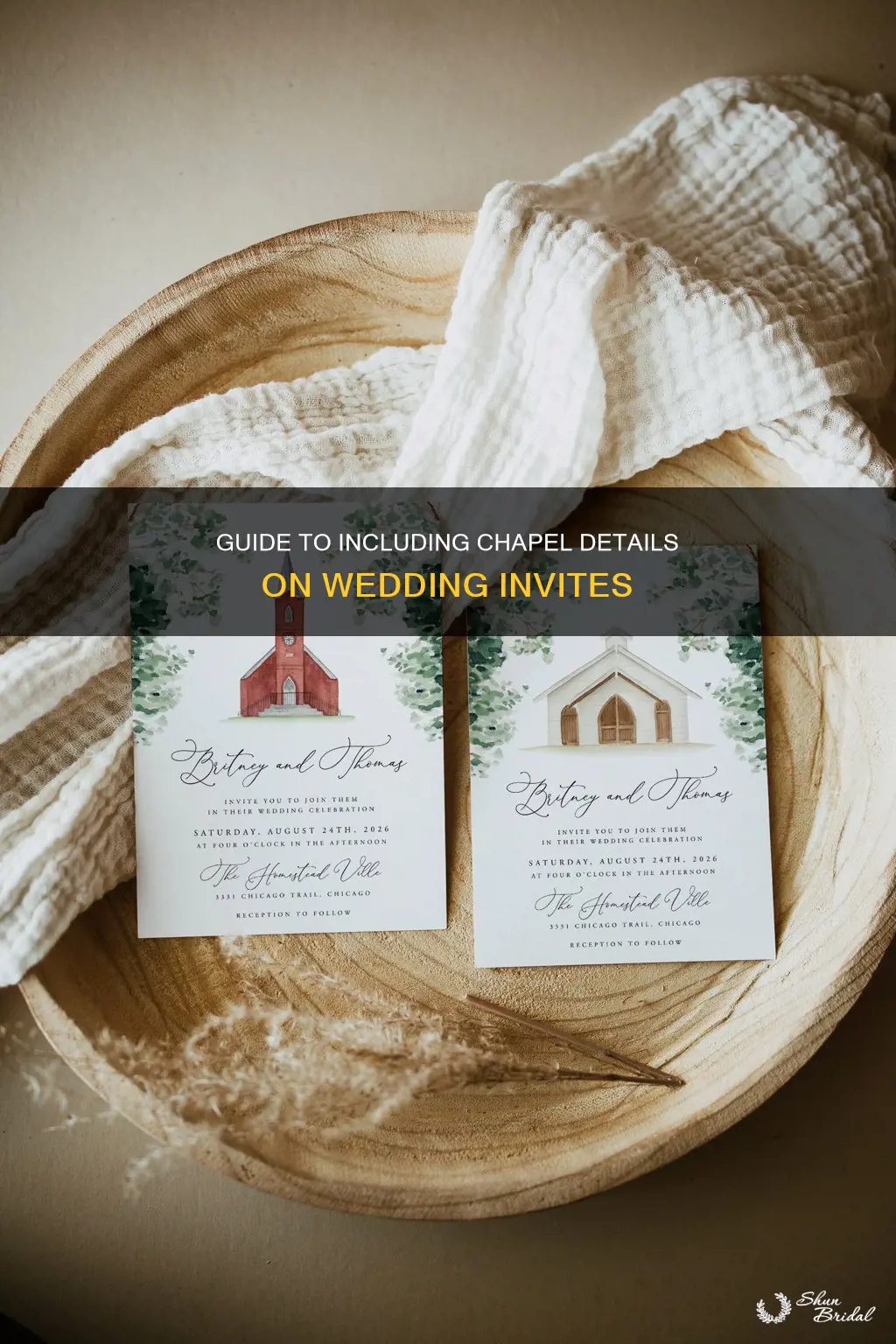 how to indicate chapel on wedding invite