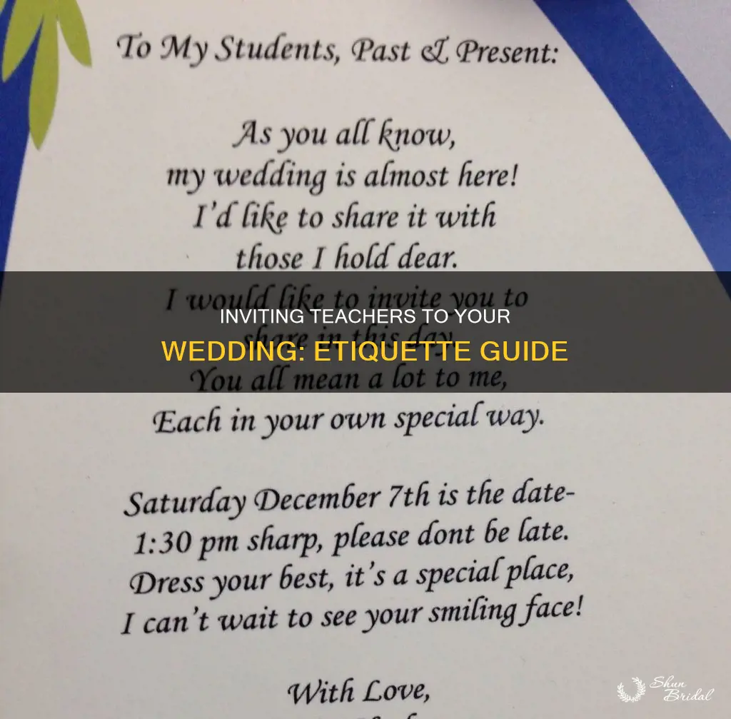 how to invite teachers for wedding