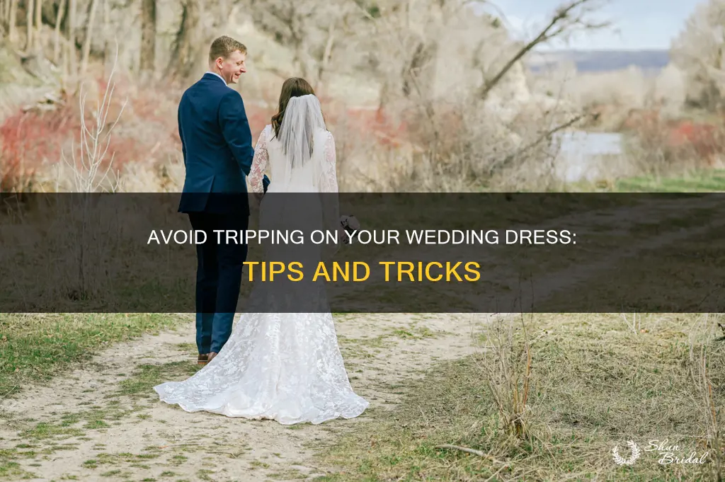how to keep from tripping on wedding dress