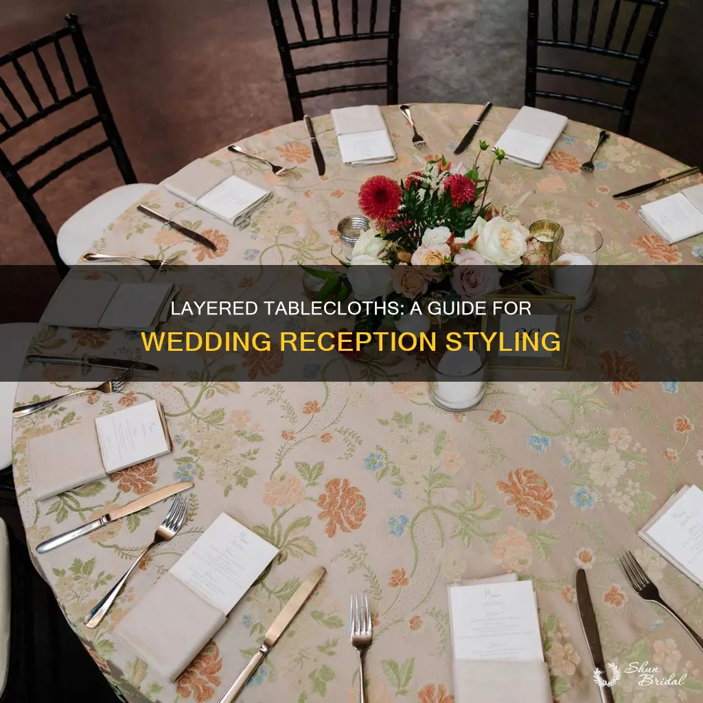 how to layer rectangle tablecloths for wedding reception