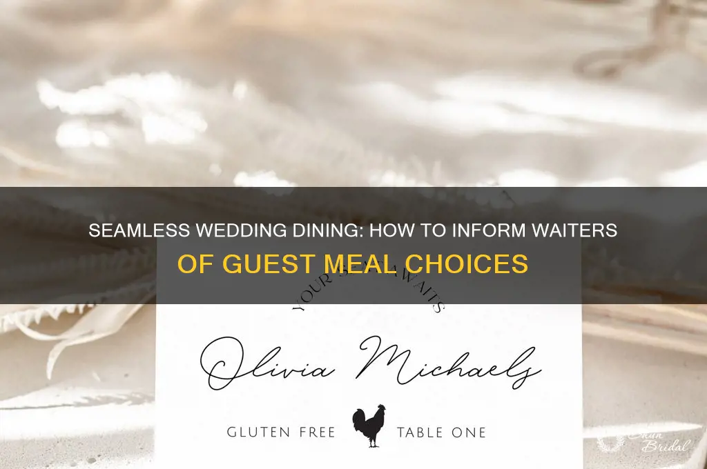 how to let waiter know at wedding whose eating what