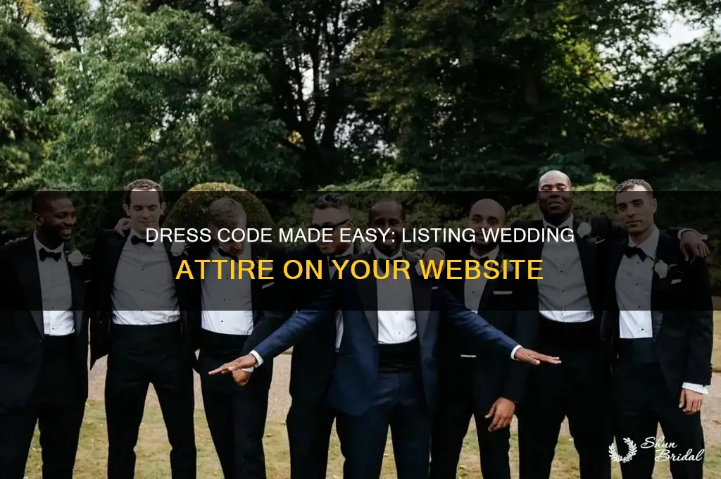 how to list attire on wedding website