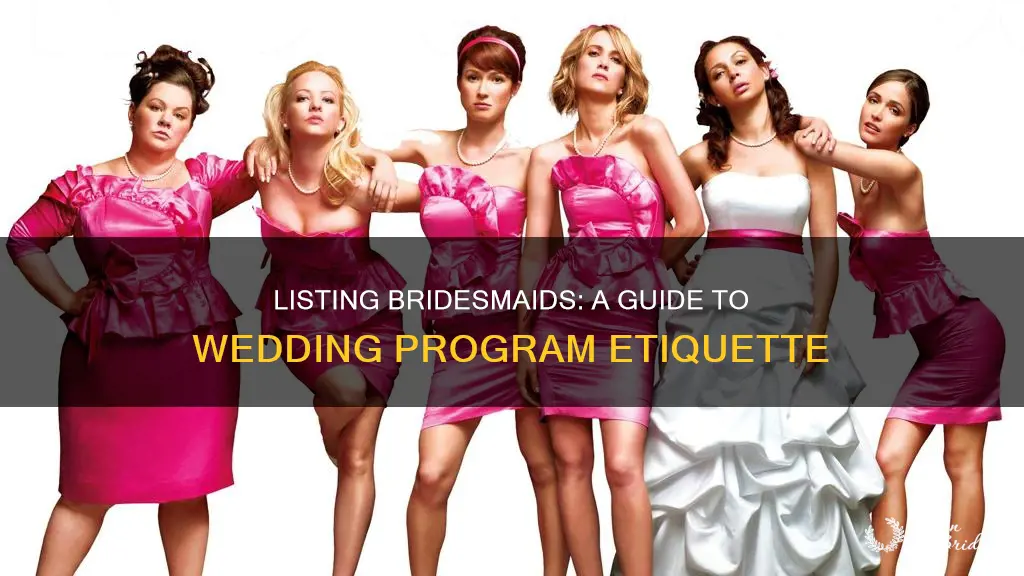 how to list bridesmaids in wedding program