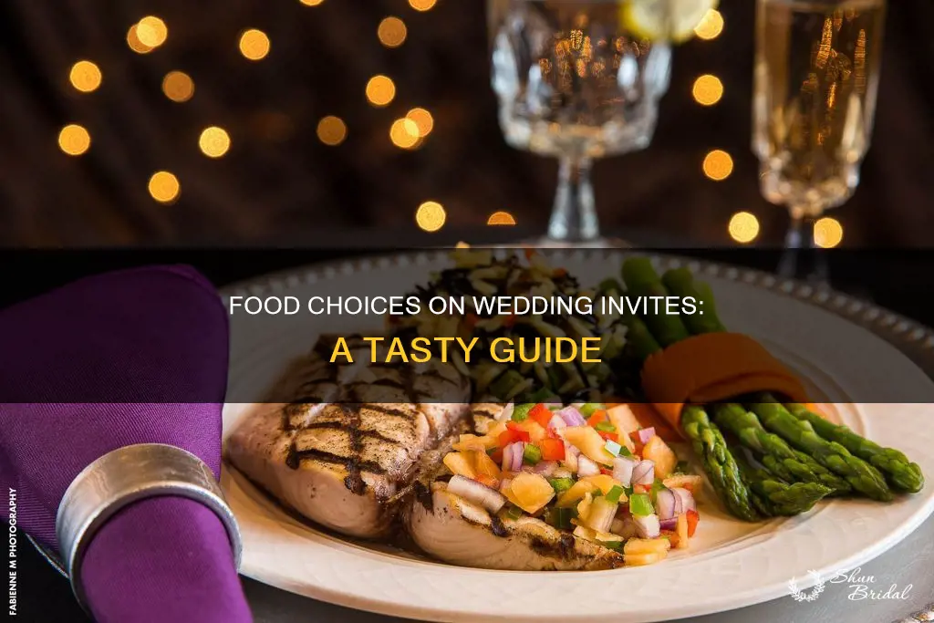 how to list food choices on a wedding invite