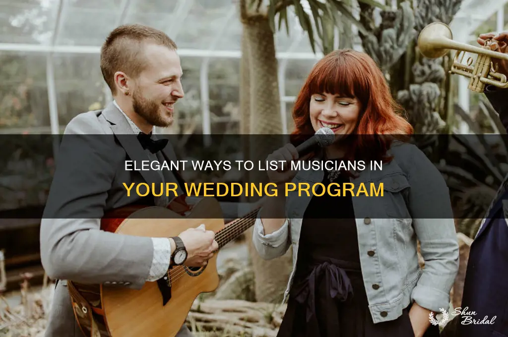 how to list musicians in wedding program