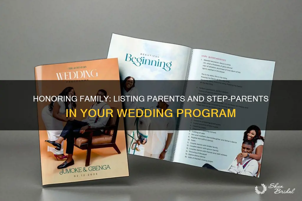 how to list parents and step parents on wedding program
