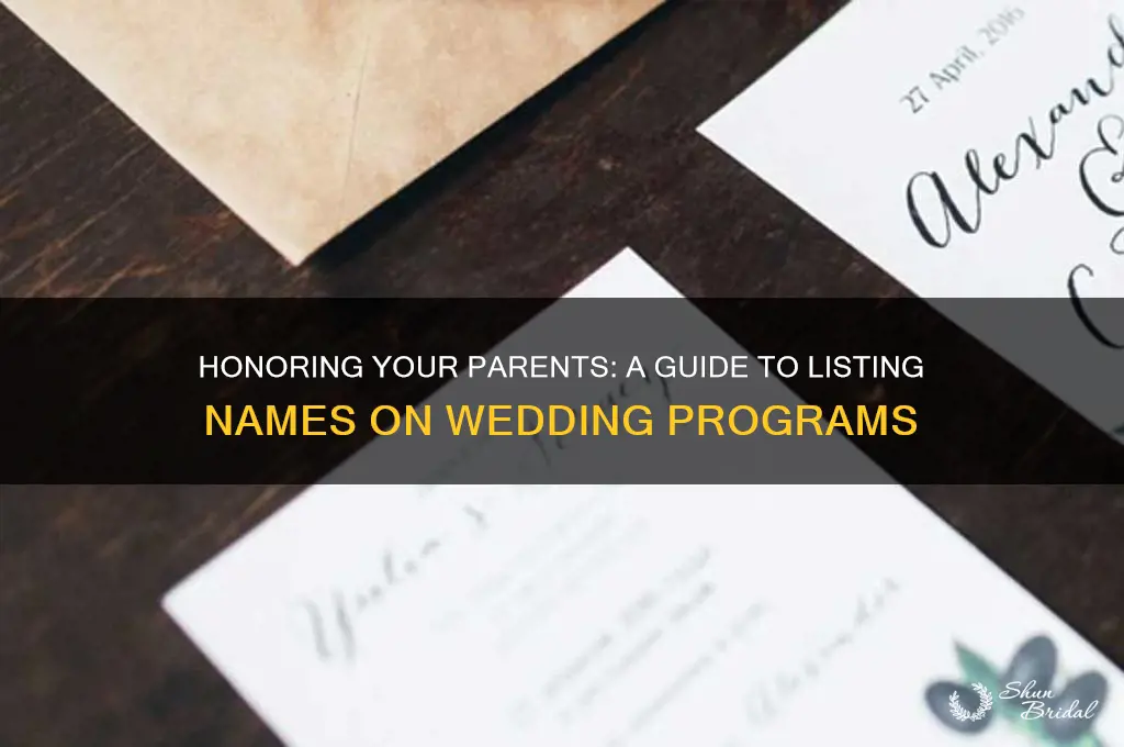 how to list parents names on wedding program