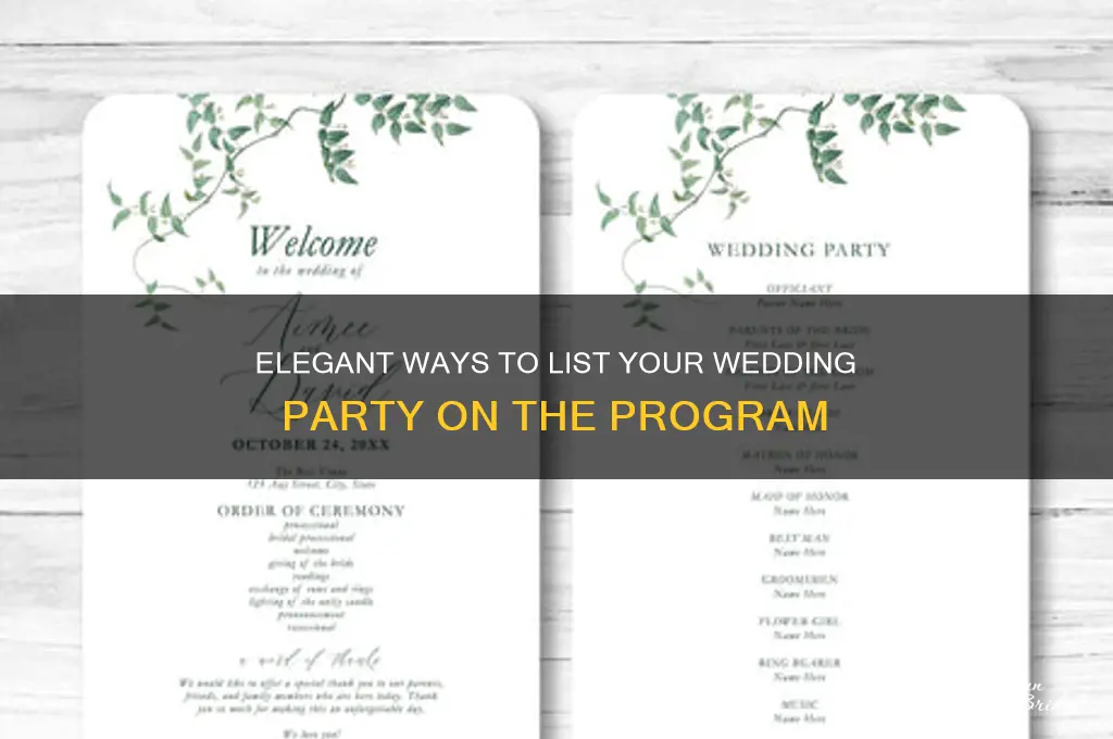 how to list the wedding party on a program