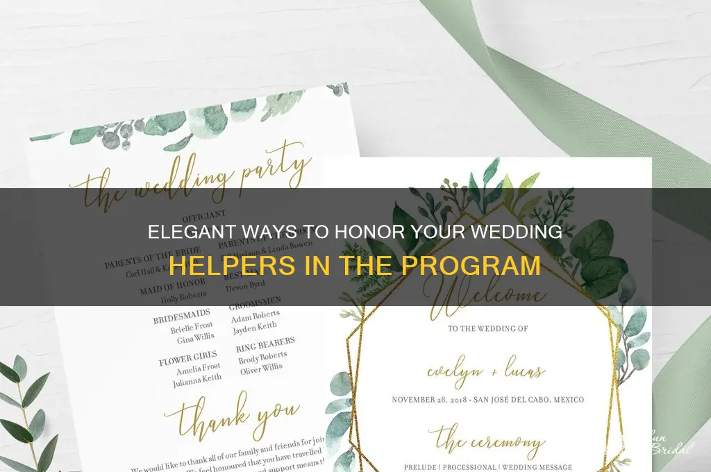 how to list wedding helpers on a program