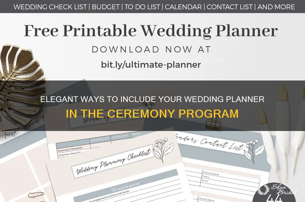 how to list wedding planner on ceremony program