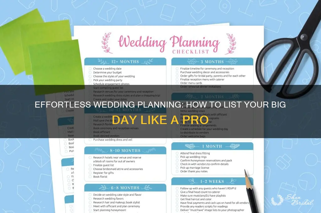 how to list your wedding
