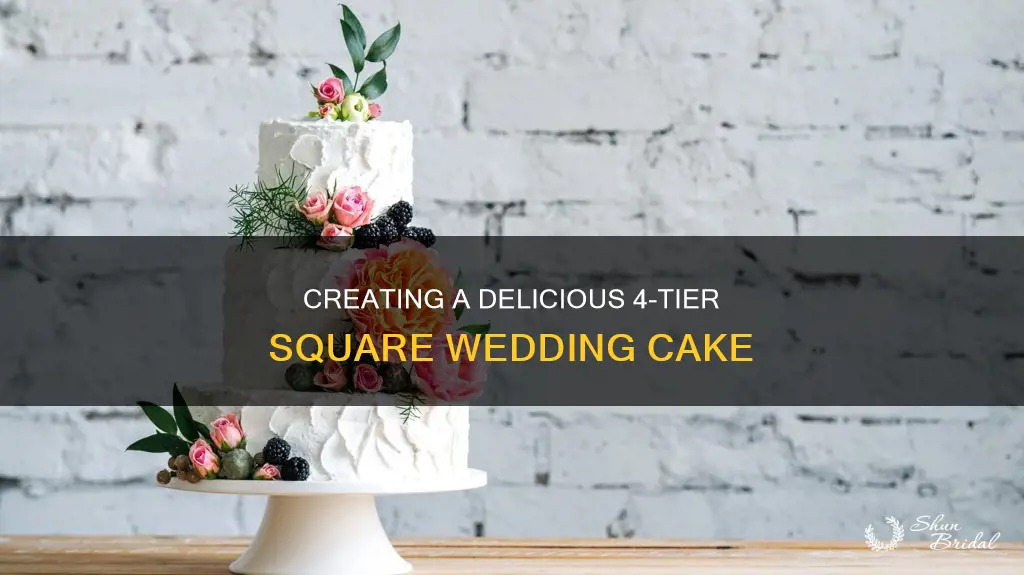 how to make a 4 tier square wedding cake