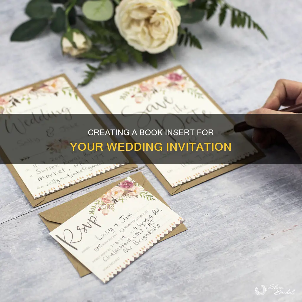 how to make a book insert for wedding invitation