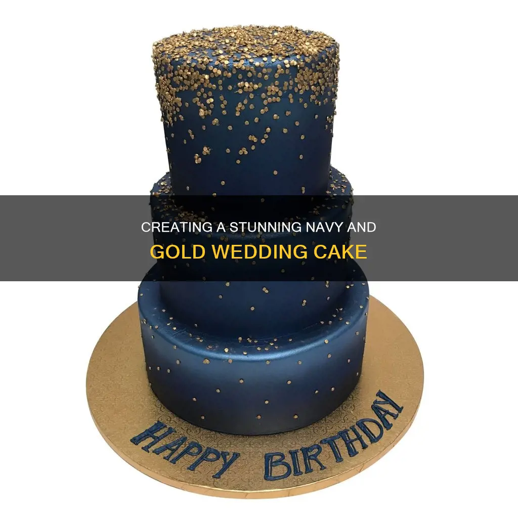 how to make a navy and gold wedding cake