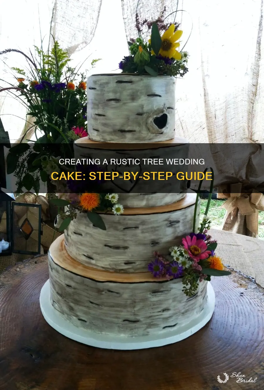 how to make a rustic tree wedding cake