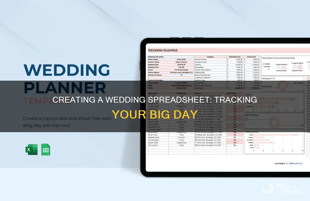 how to make a spreadsheet for a wedding