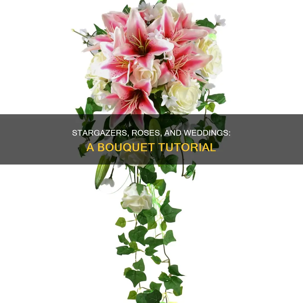 how to make a stargazer and rose wedding bouquert