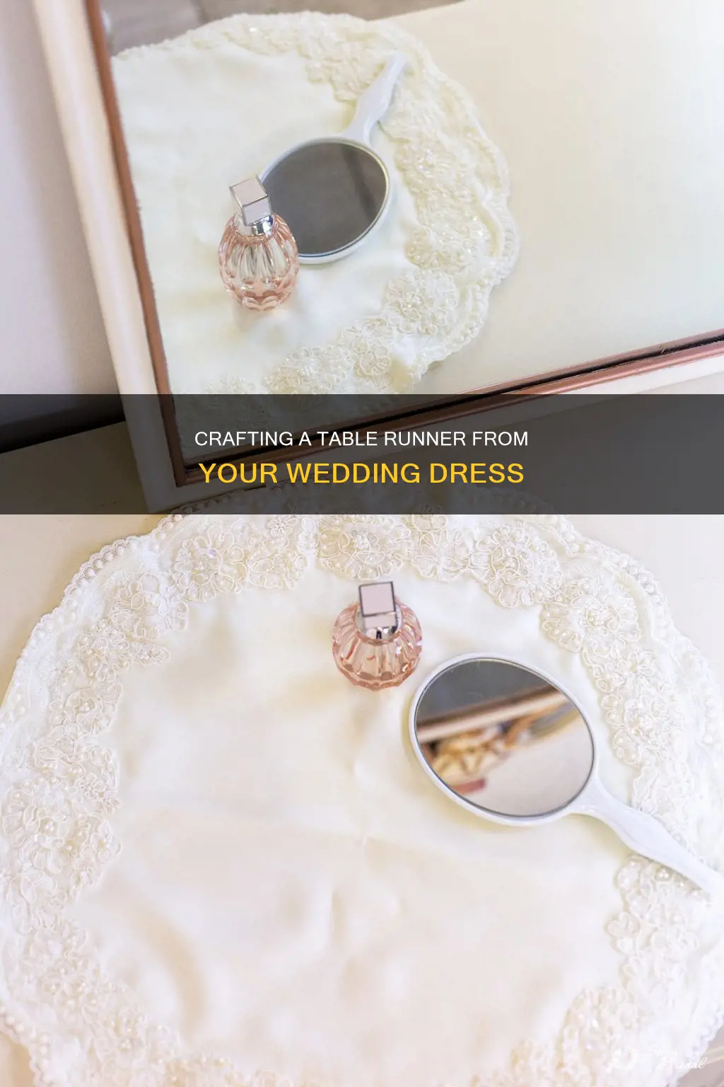 how to make a table runner from a wedding dress