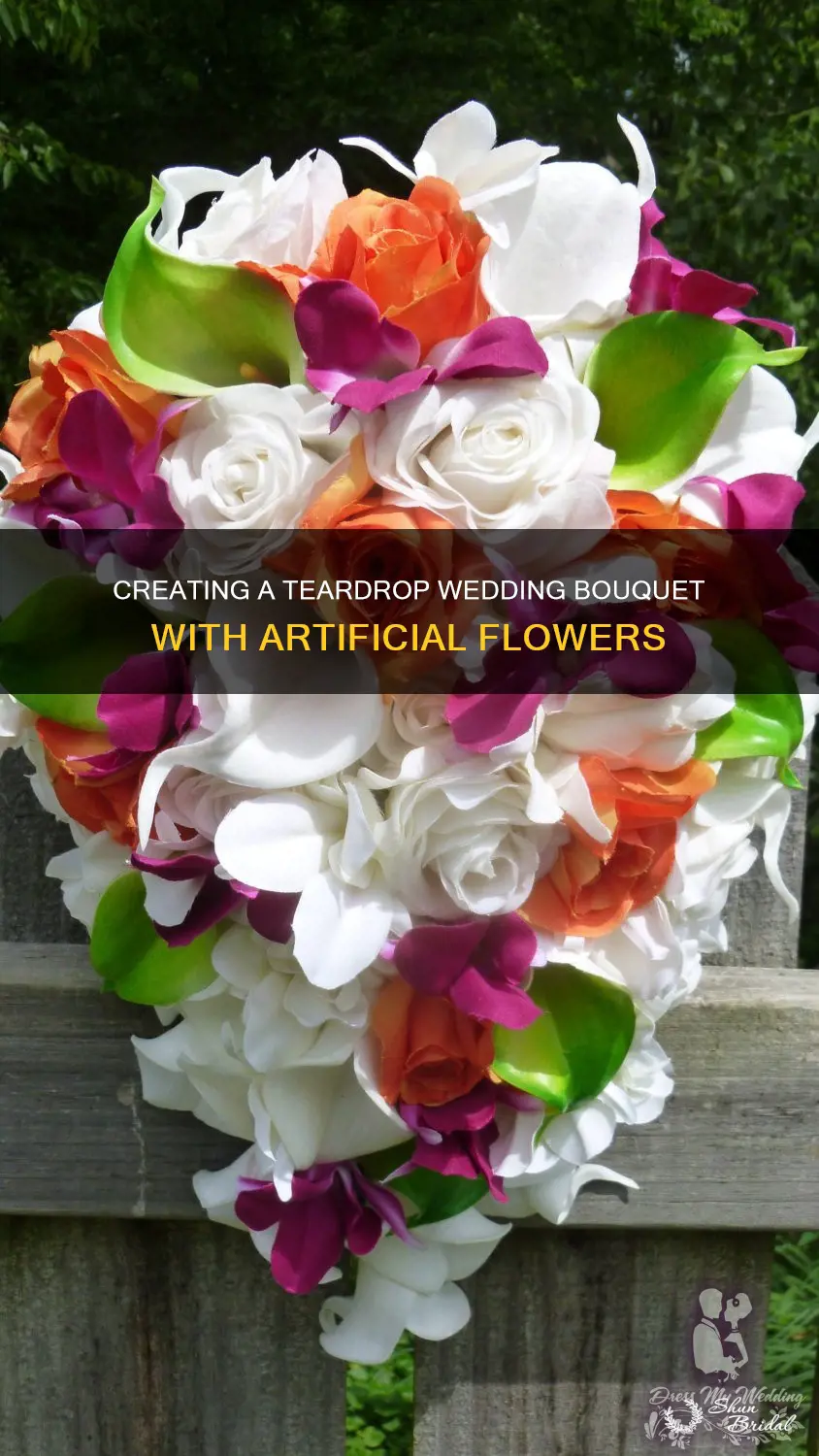 how to make a teardrop wedding bouquet with fake flowers