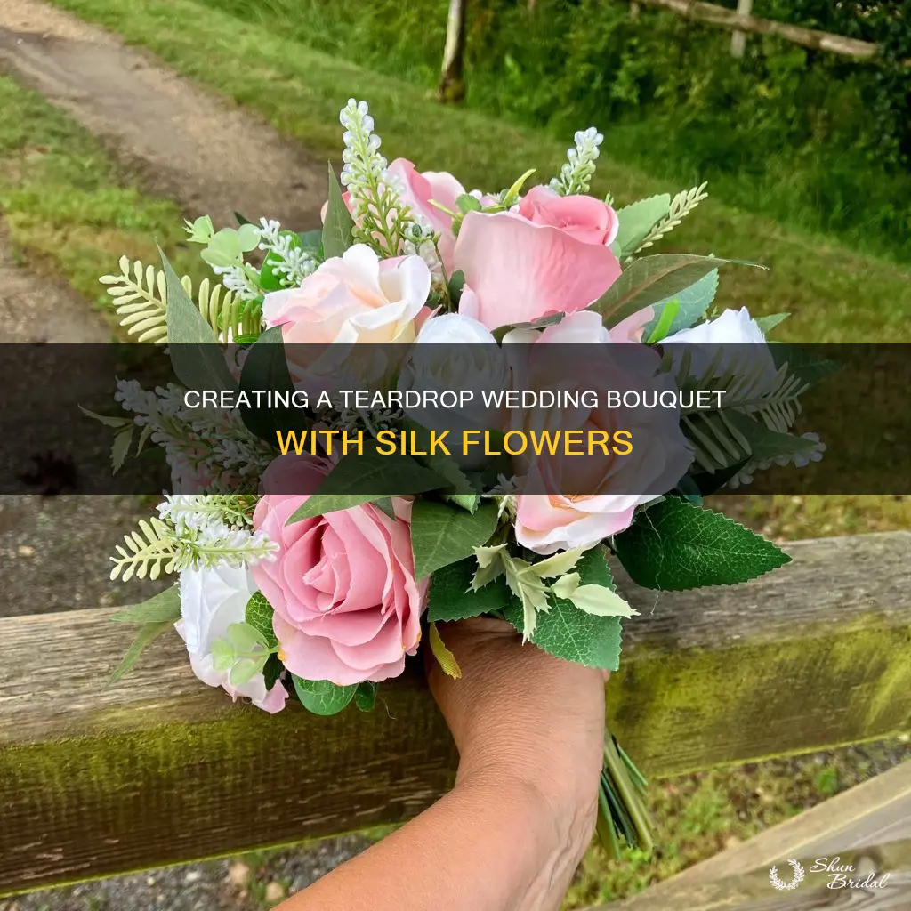 how to make a teardrop wedding bouquet with silk flowers