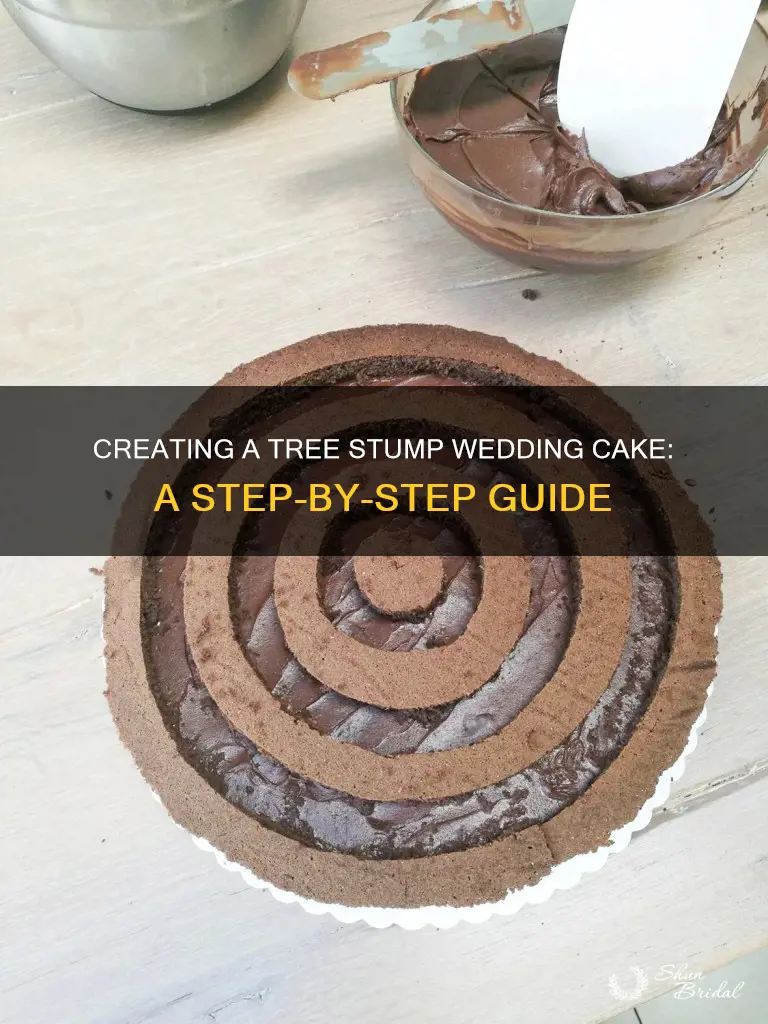 how to make a tree stump wedding cake