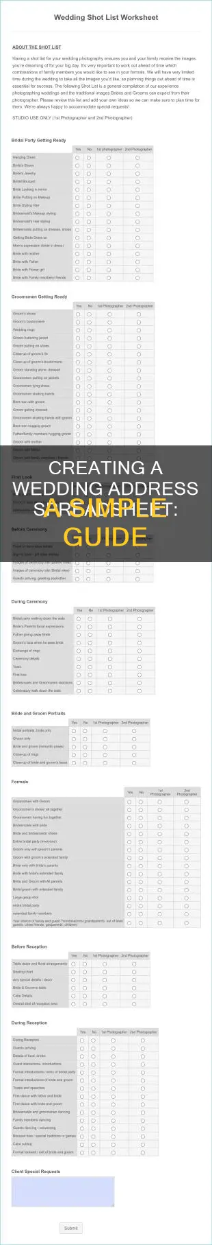 how to make a wedding address spreadsheet