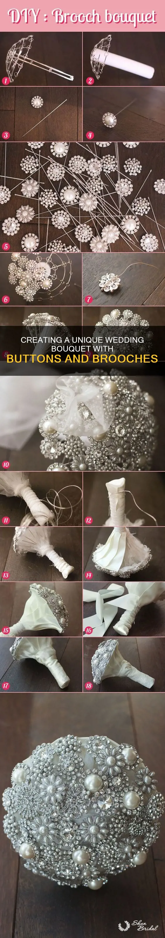 how to make a wedding bouquet from material buttons brooches