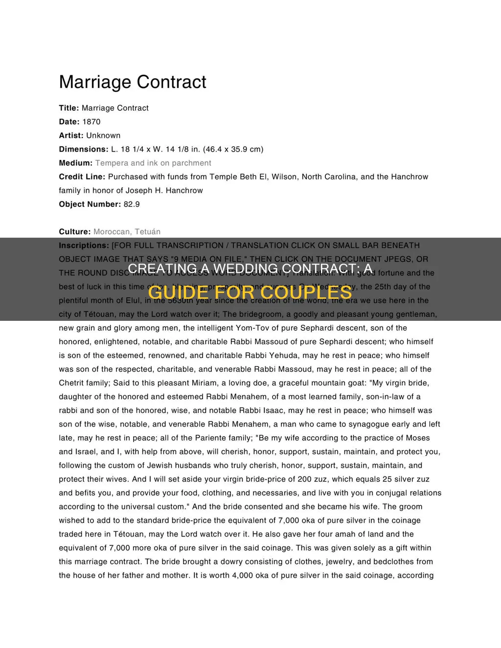 how to make a wedding contract