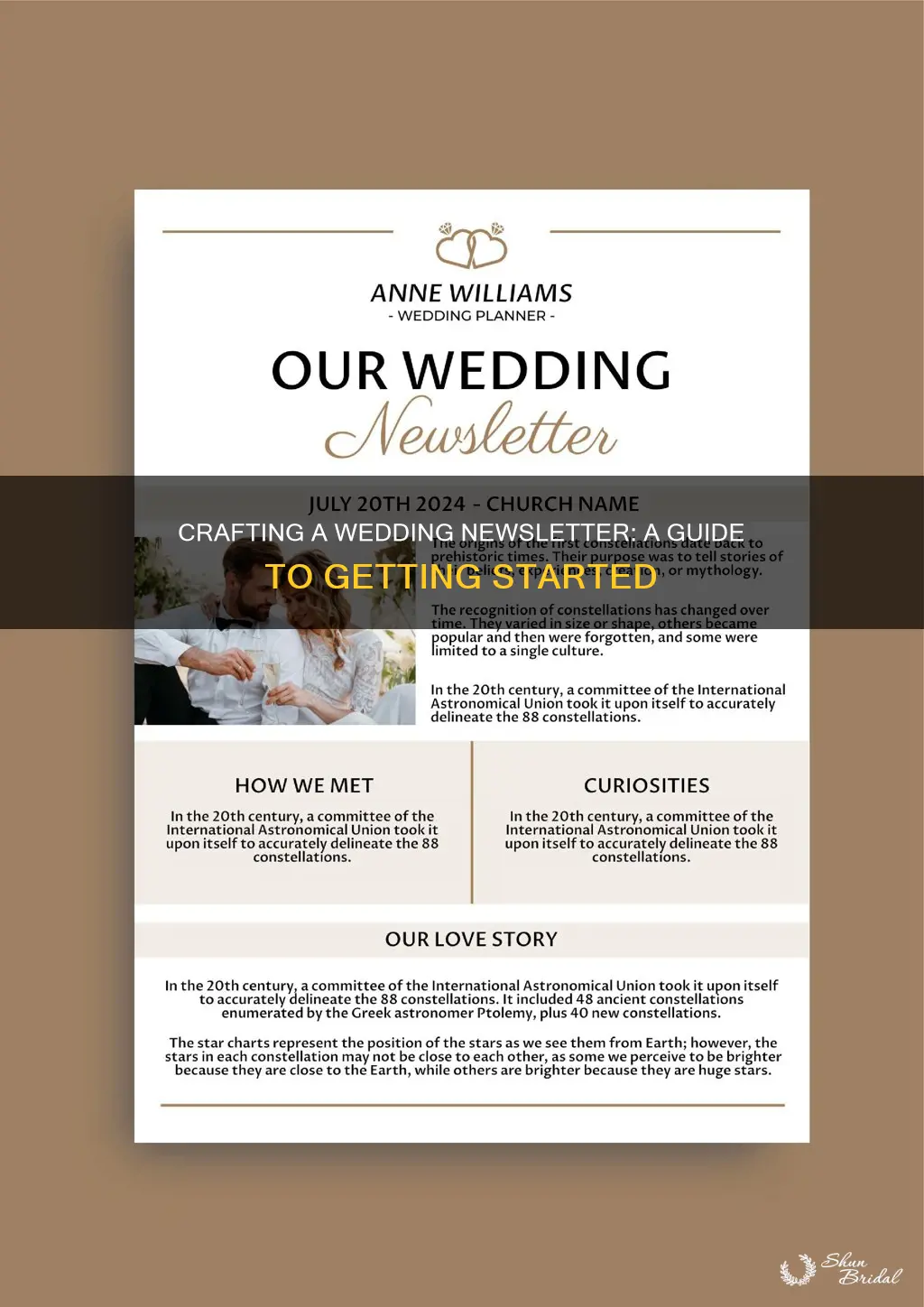 how to make a wedding newsletter