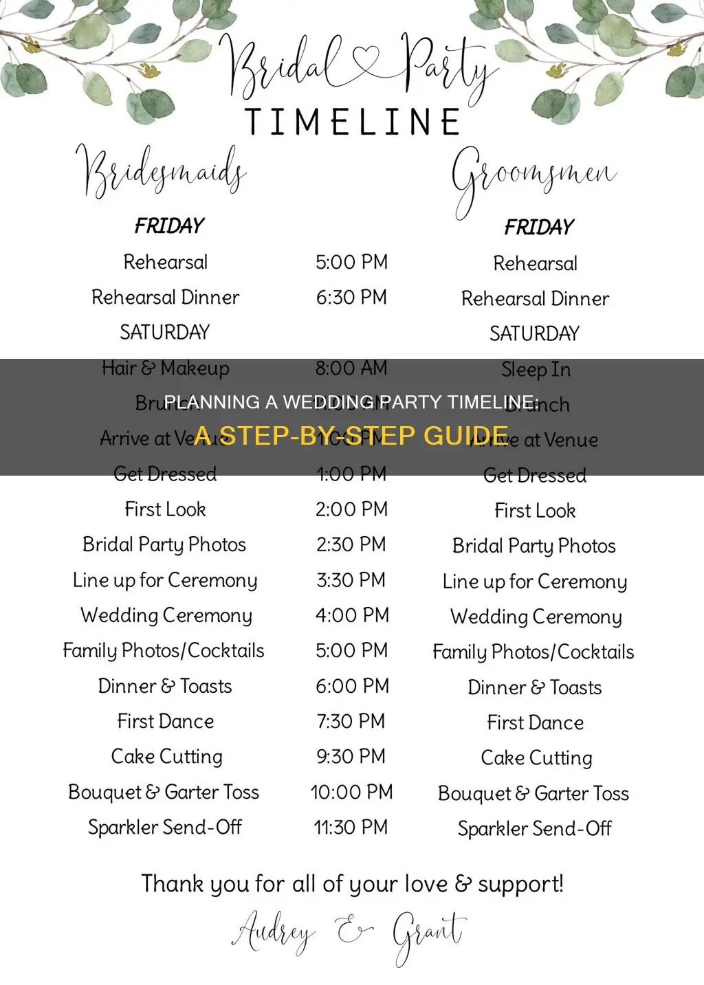 how to make a wedding party schedule