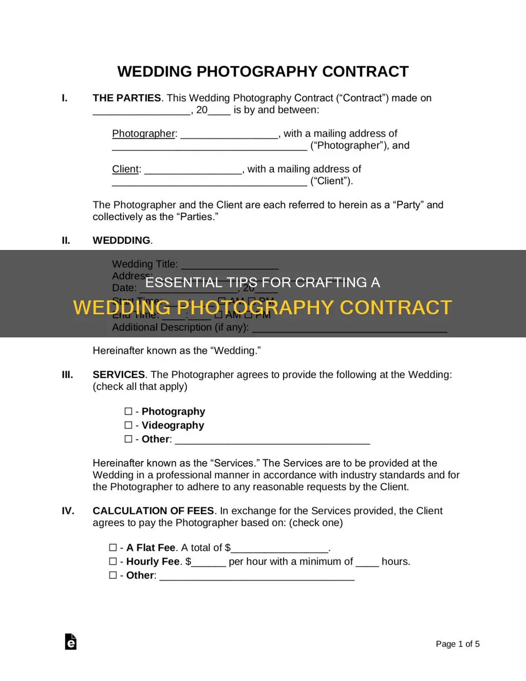 how to make a wedding photography contract