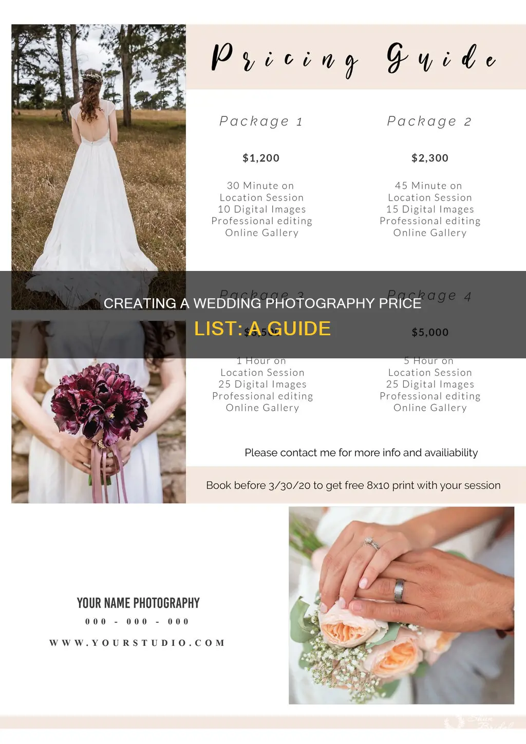 how to make a wedding photography price list