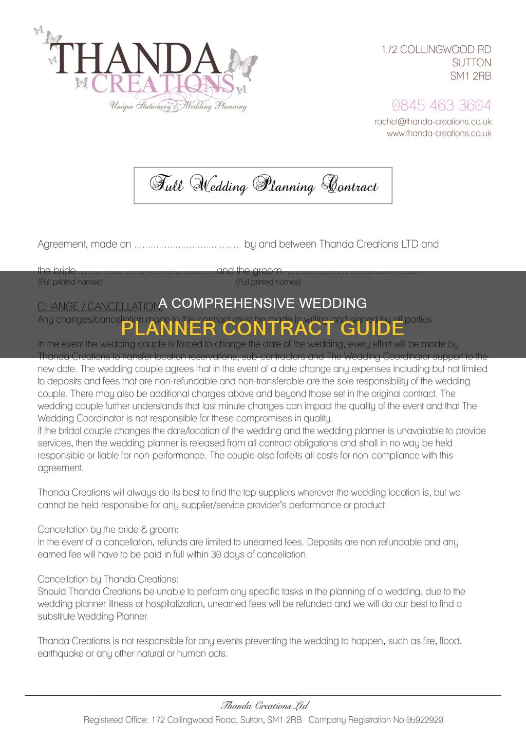 how to make a wedding planner contract