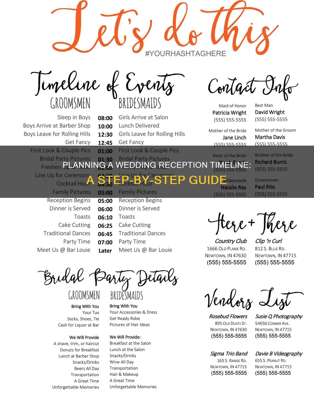 how to make a wedding reception timeline