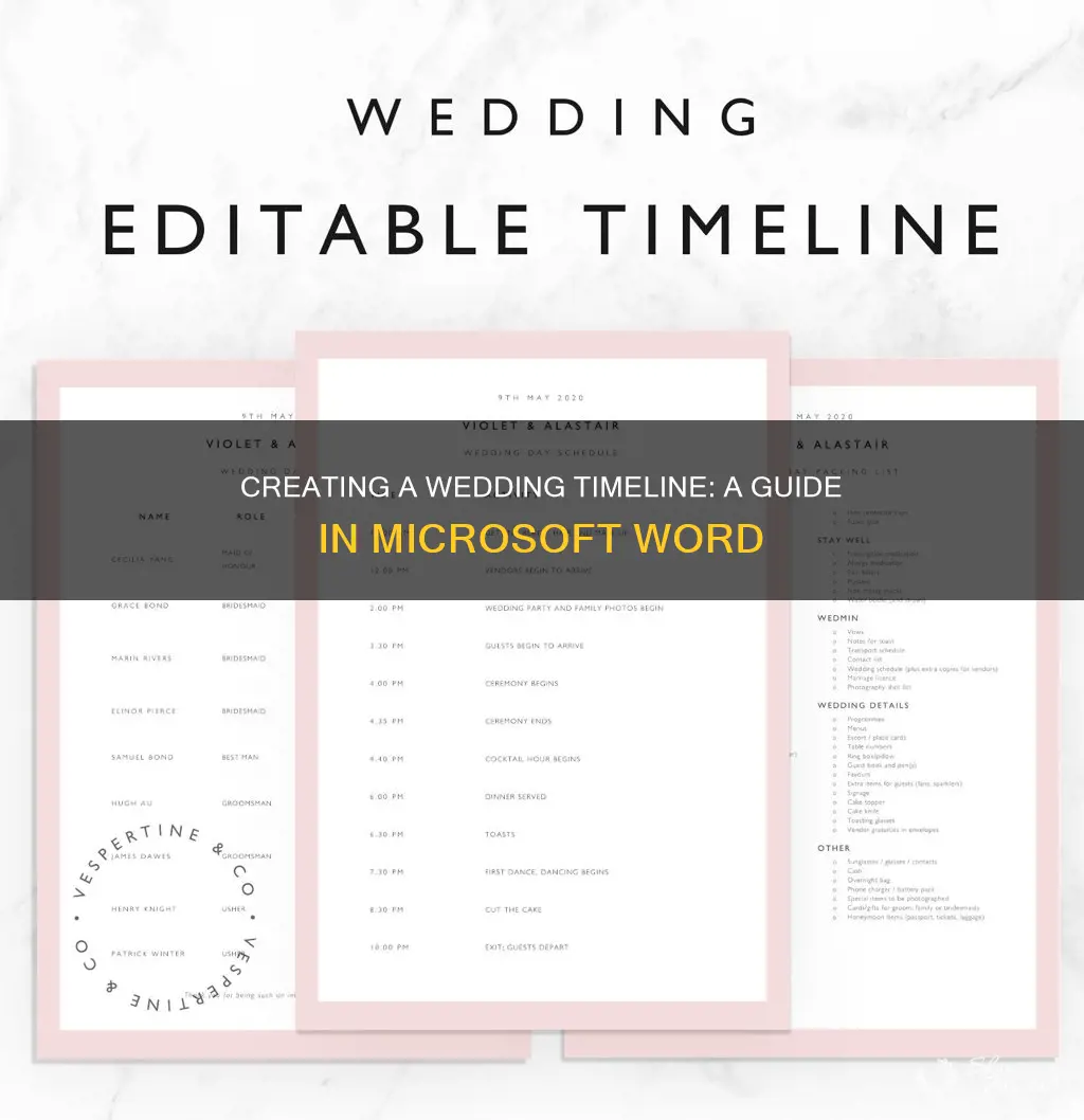 how to make a wedding timeline in word