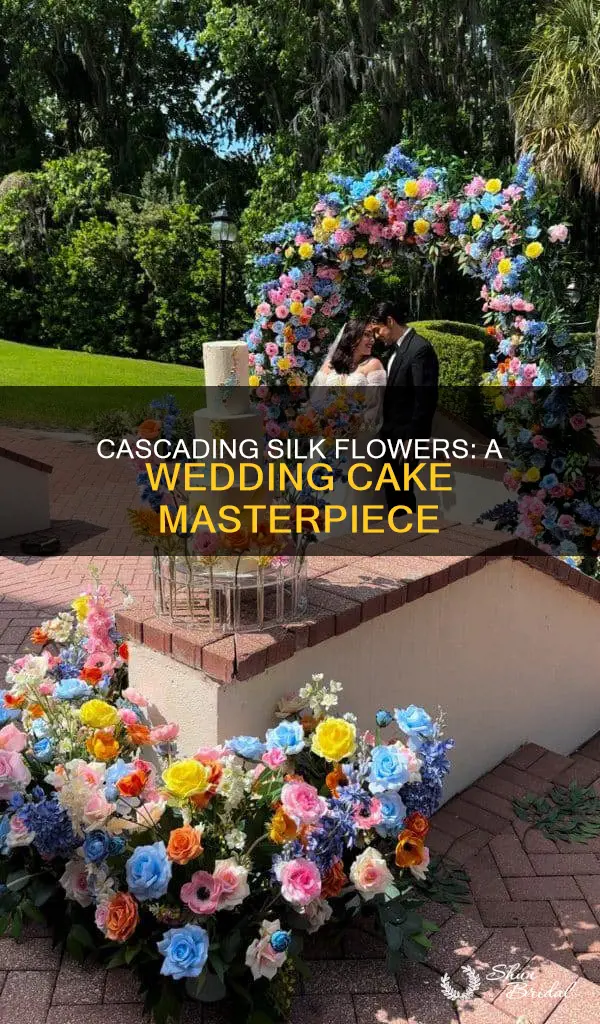 how to make cascading silk flowers on wedding cake