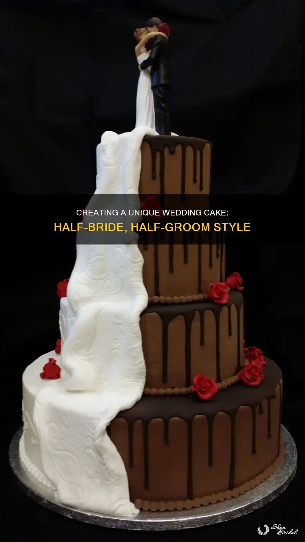 how to make half bride half groom wedding cake