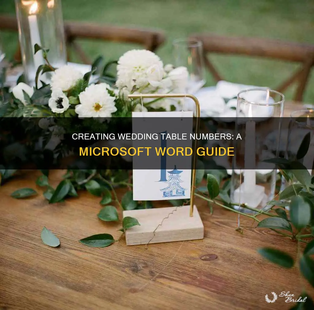 how to make table numbers for wedding in word