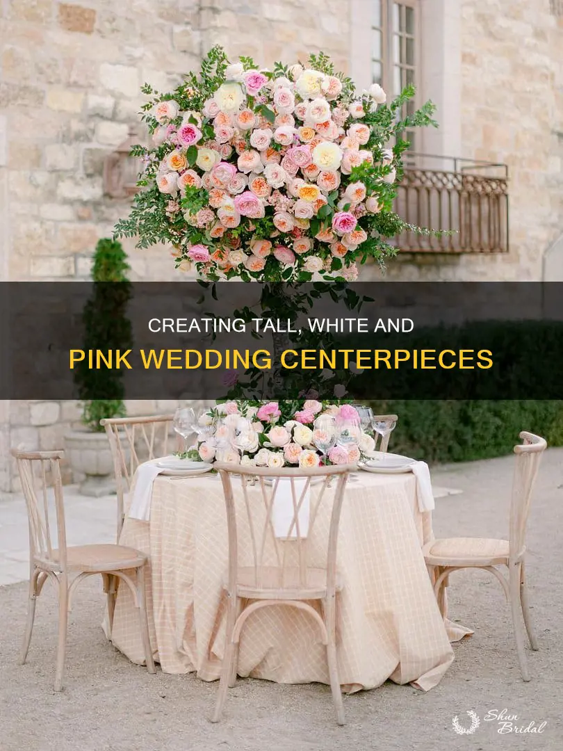 how to make wedding centerpiece white and pink tall