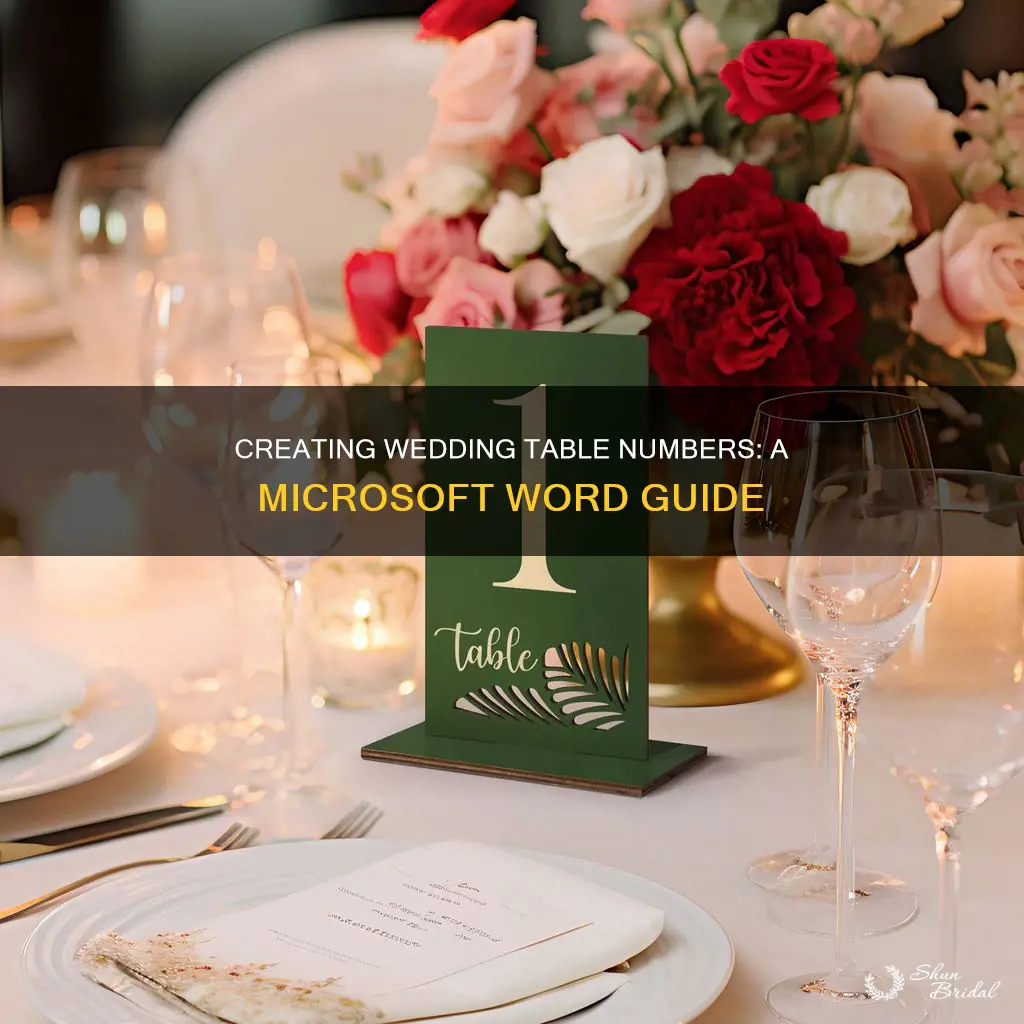 how to make wedding table numbers in word