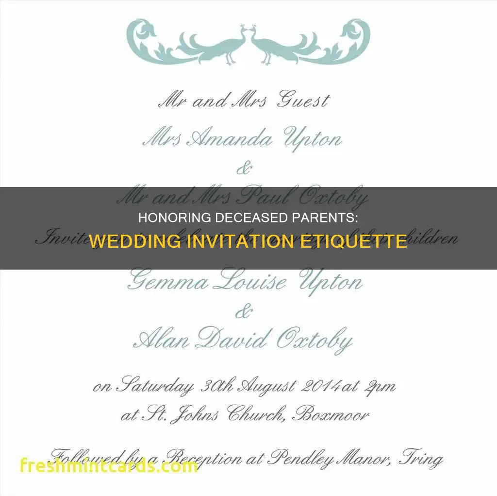 how to mention deceased parent in wedding invitation